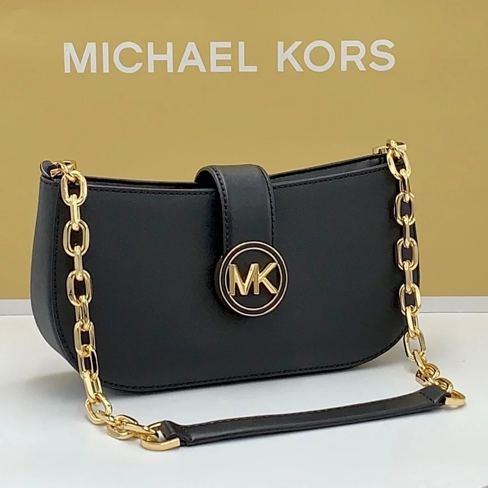 MICHAEL KORS Carmen Small Shoulder Pochette Bag Black NWT